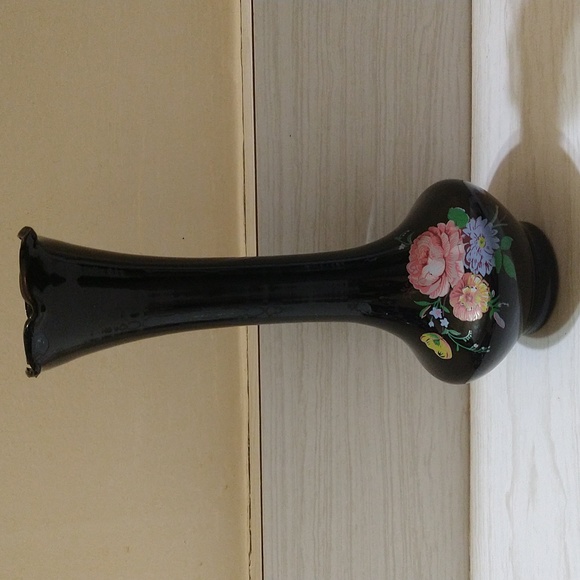 Other - Vintage 8" Glass Floral Design Vase